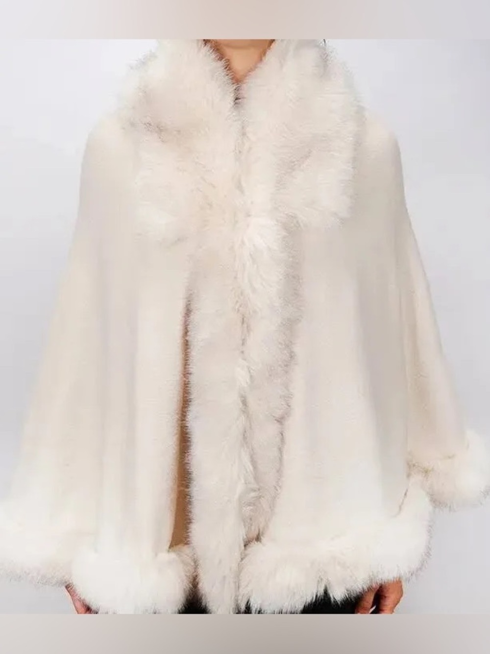 Faux Fur W/ Glam Collar Sweater/wrap/cape One Size